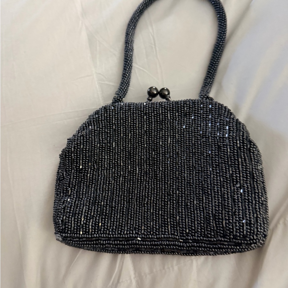 Elegant Black Beaded Handbag